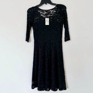 Lace floral dress, fit and flare dress